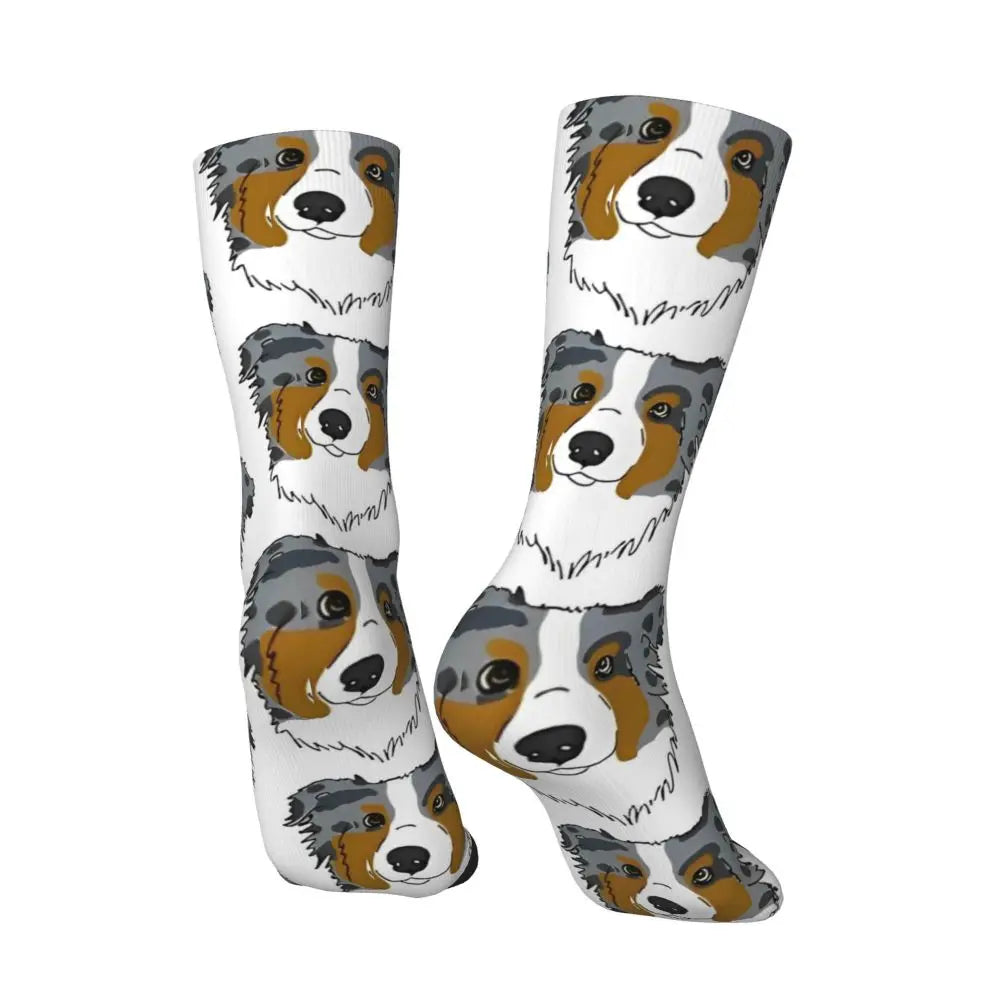 Men Socks Australian Shepherd Stockings Autumn Novelty Comfortable Socks Graphic Running Anti Slip Socks