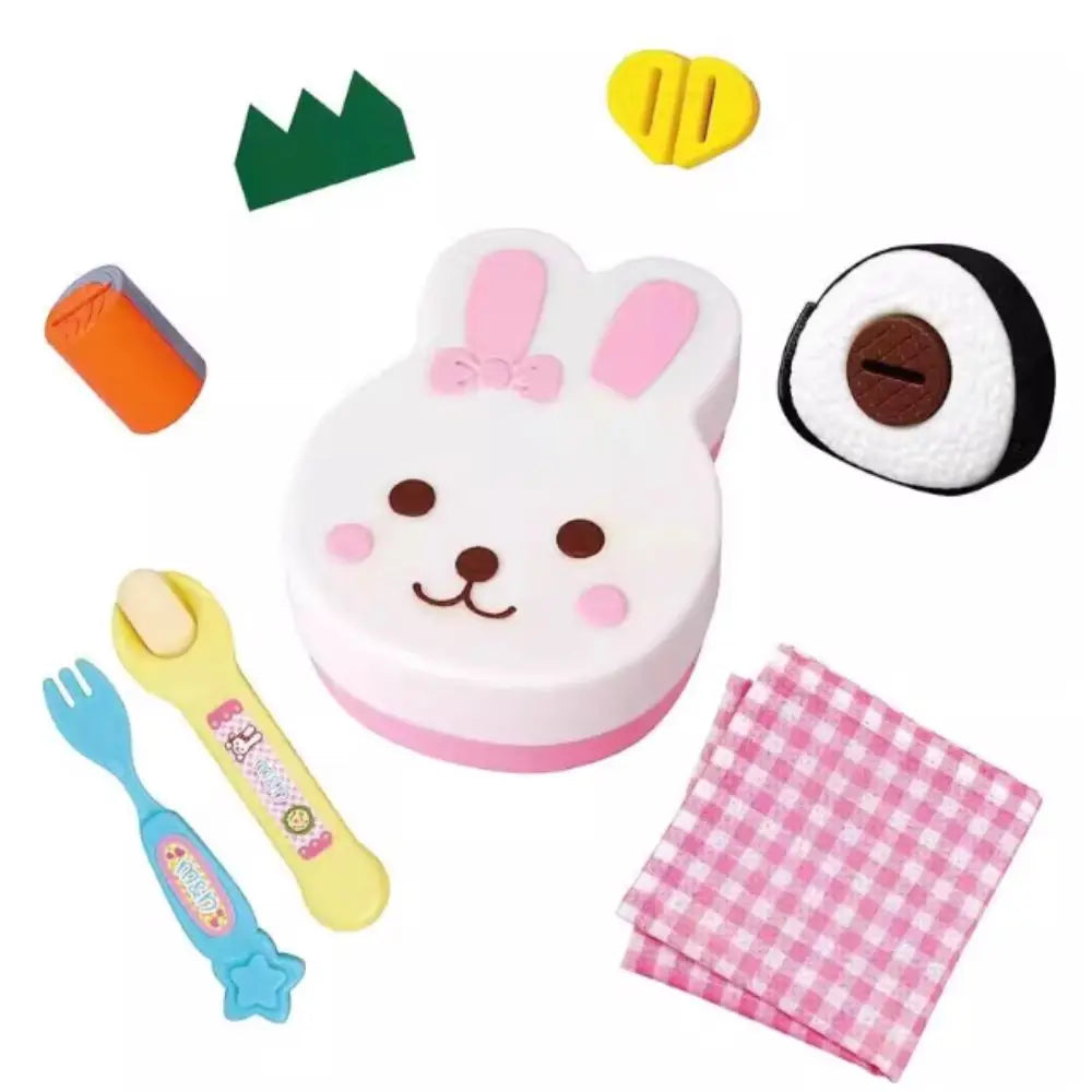 Rabbit Shape Food Feeding Toy Pretend Play Simulation Model Lunch Box Pudding Toy Role Play Kawaii Play House Toys Kids Toy