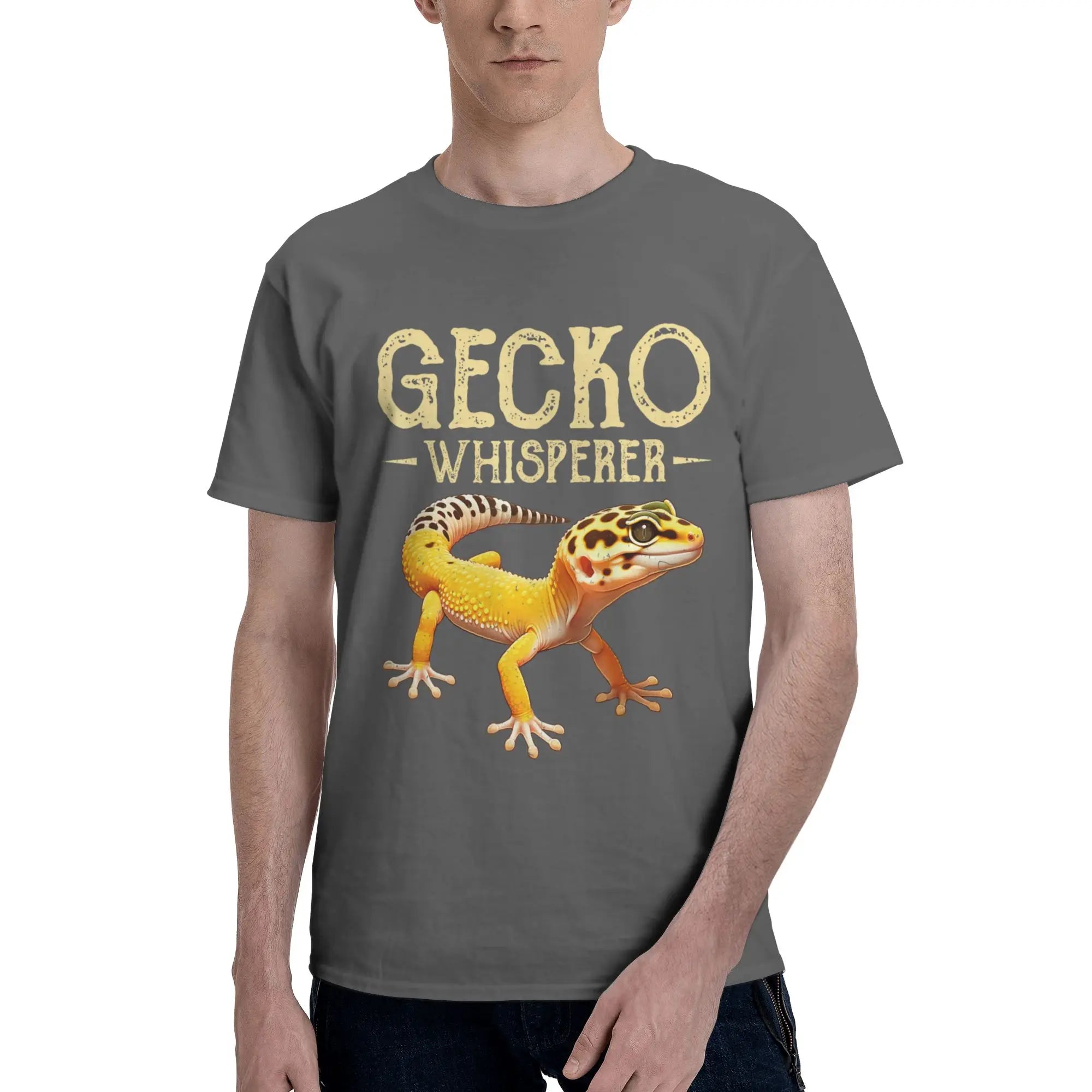Gecko Whisperer Lizard Reptile Lover Cute Leopard Gecko Men T-Shirt Clothes  Tees Short Sleeve fugees 100% Cotton