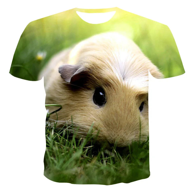 New Hamster Guinea Pig 3d Printing Men's T-shirt Girls Casual Short-sleeved Oversized Hip-hop Sports And Fitness Breathable Top