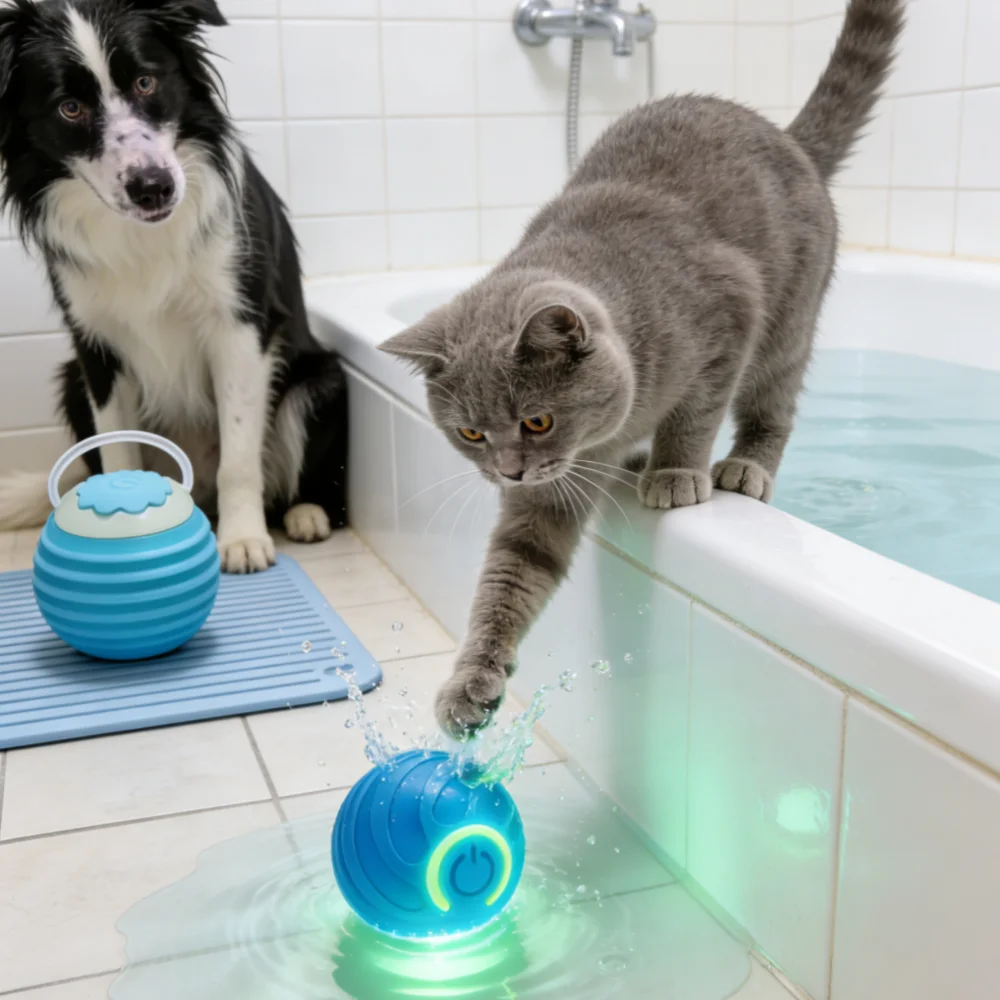 Pet Toy Ball with Tail Rope，Smart Automatic Pet Chase Ball Toy, Upgraded Speedy Tail Kitten Toy for Bored Indoor Adult Pets