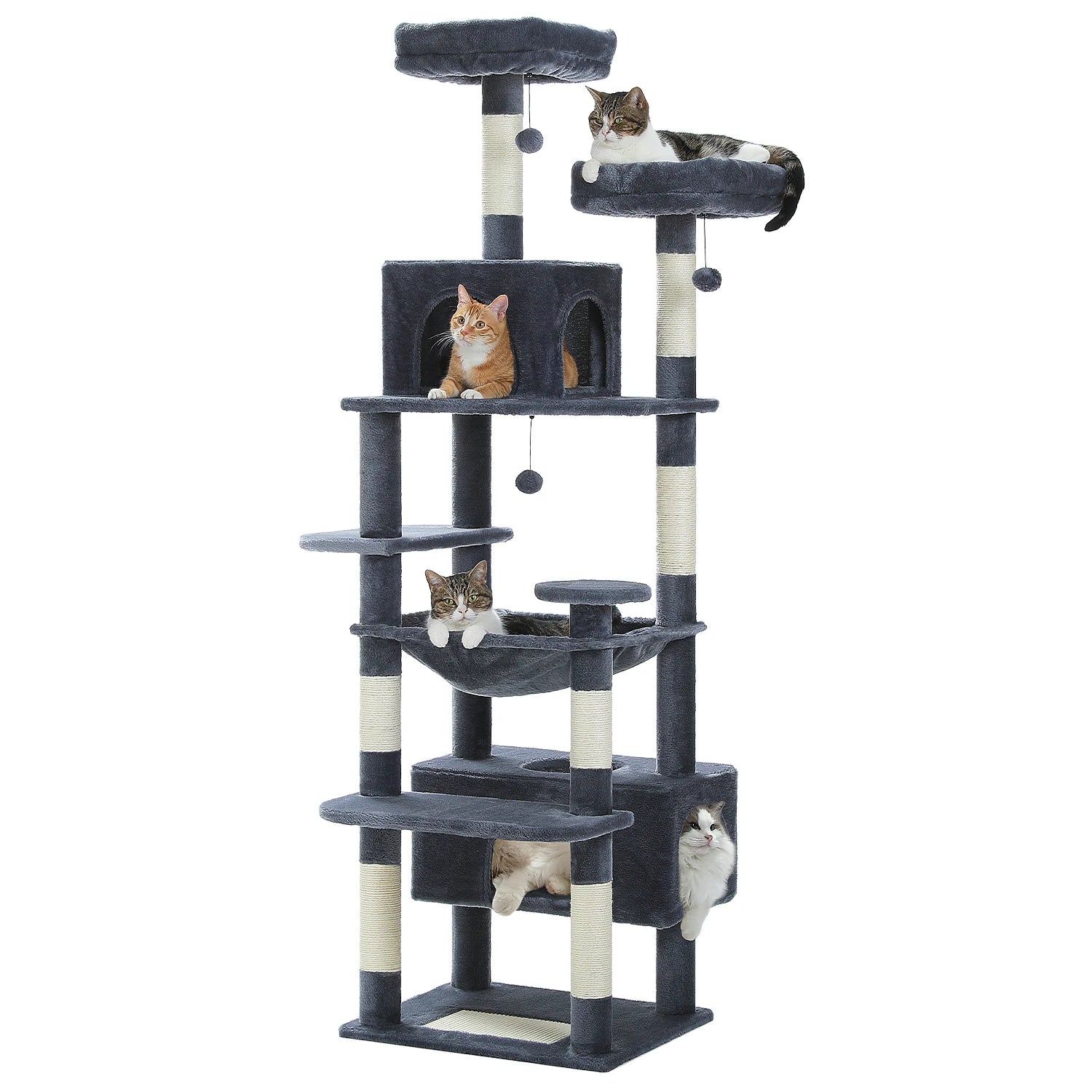 PAWZ Road 72" Large Cat Tree Tower with Hammock and Condo