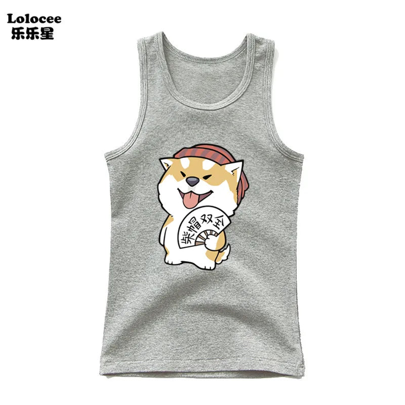 Dabbing Dancing Dog Funny tank tops For Boys vest Kids sleeveless Shiba Inu Dog t-shirt Dog Pet Lover Clothes