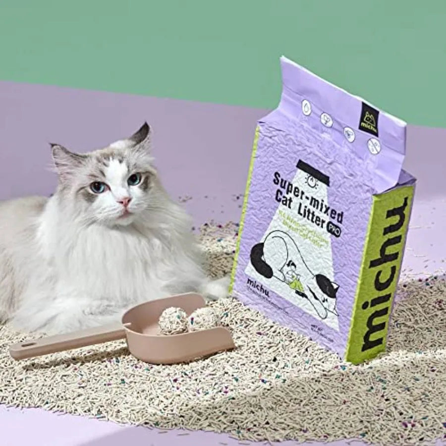 Mixed Tofu Cat Litter Heavy Duty Flushable Kitty Litter 5.5Lb 88Oz 2 Pack Original Color Absorbent Clumping Natural Material fo