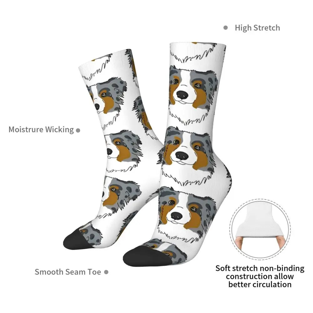 Men Socks Australian Shepherd Stockings Autumn Novelty Comfortable Socks Graphic Running Anti Slip Socks