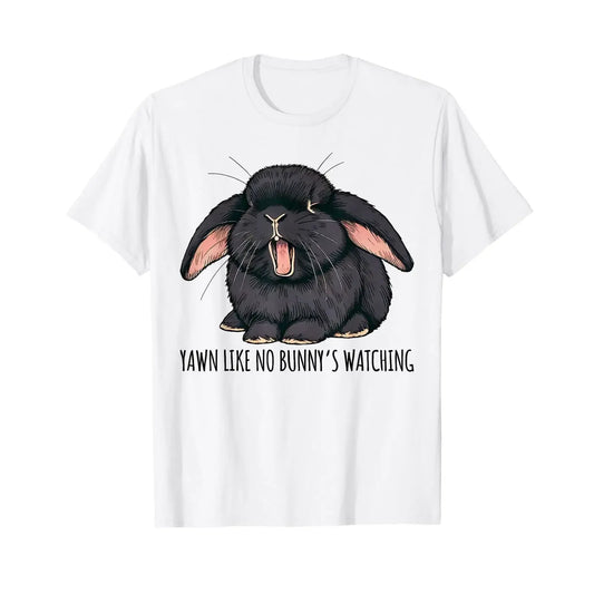 Cute Sleepy Holland Lop Rabbit Gawn Like No Bunny's Watching T Shirt vintage Washed Versatile Unisex fashion homme