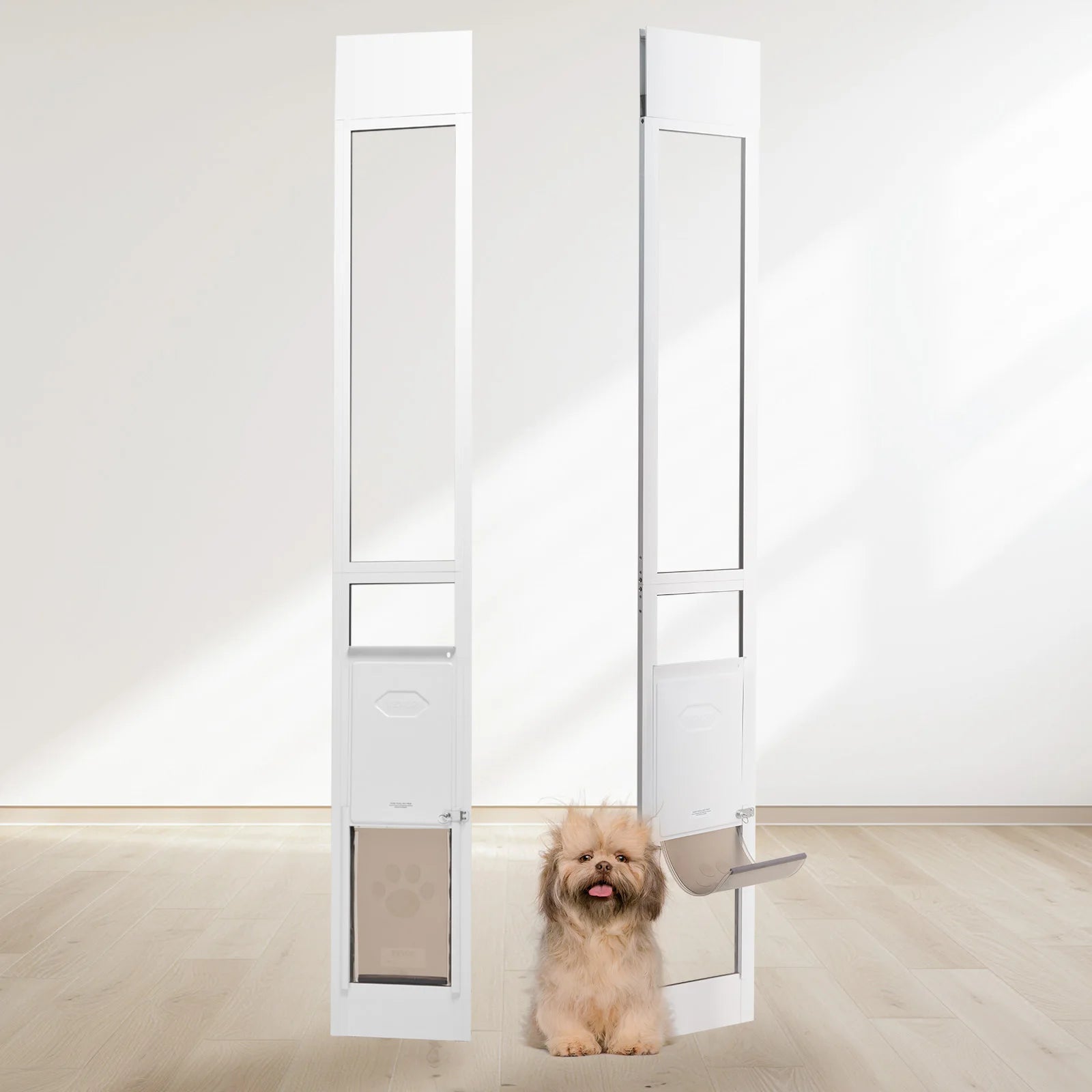 SucceBuy Sliding Glass Pet Door - Adjustable 76-81" Aluminum Frame