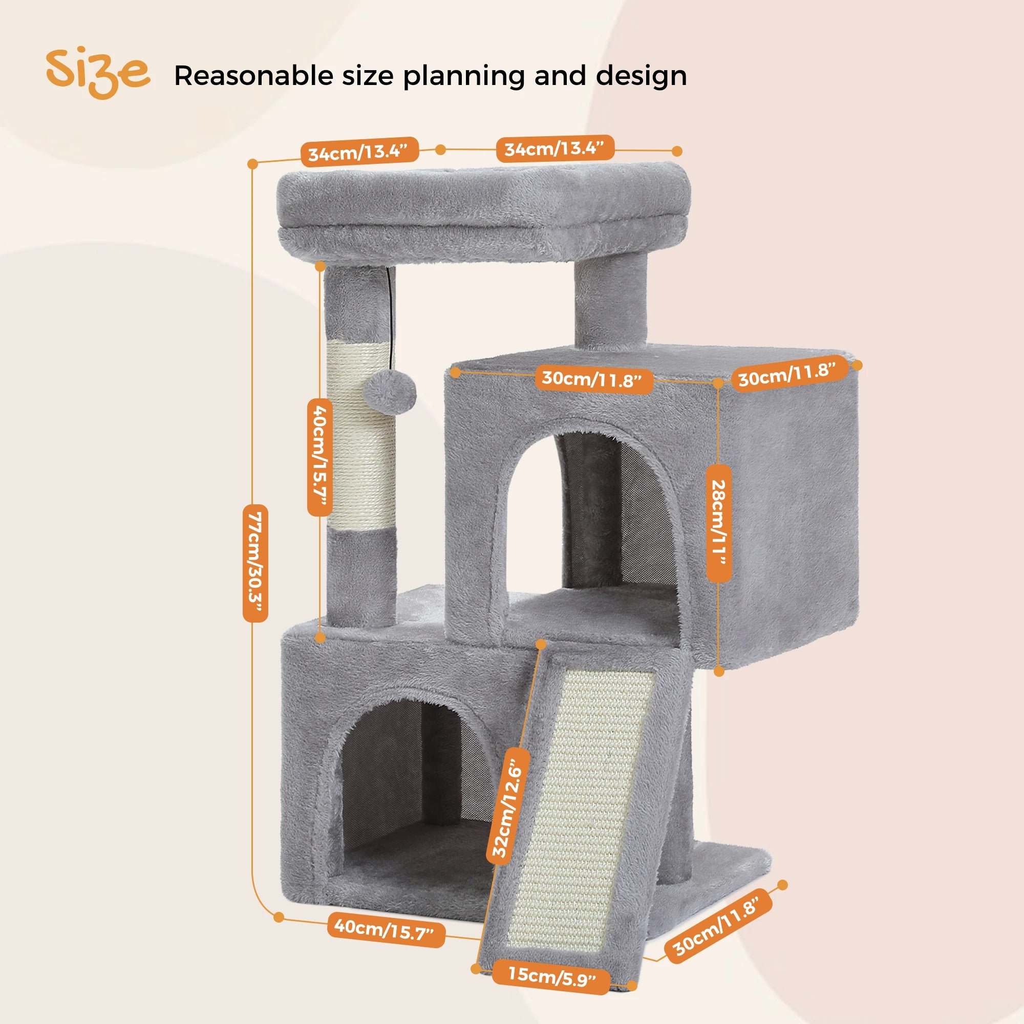 Pequlti Multi-Level Cat Tree Tower with Condo and Hammock