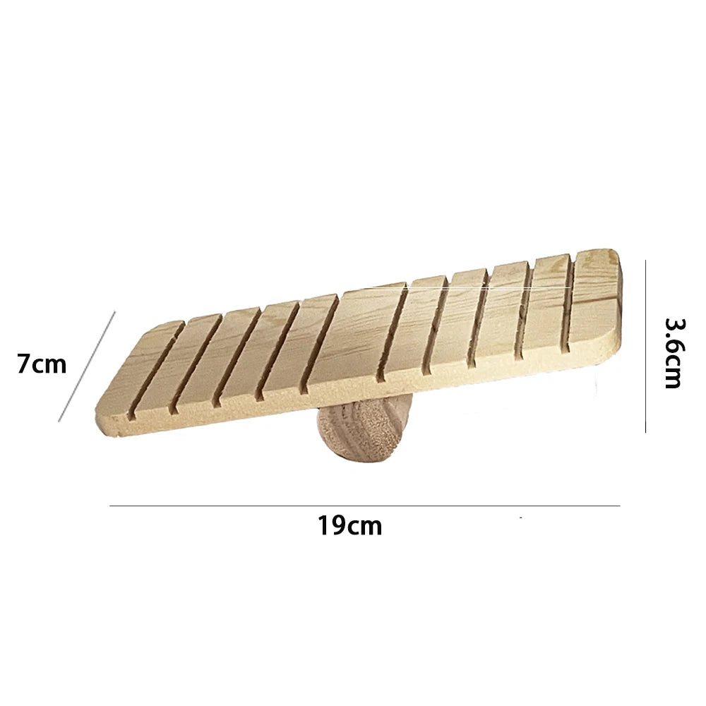 Cute Rabbit Roller Toys Natural Wooden Pine Dumbells Unicycle Bell Chew Toys for bird Guinea Pigs Rat  Small Pet Molars Supplies