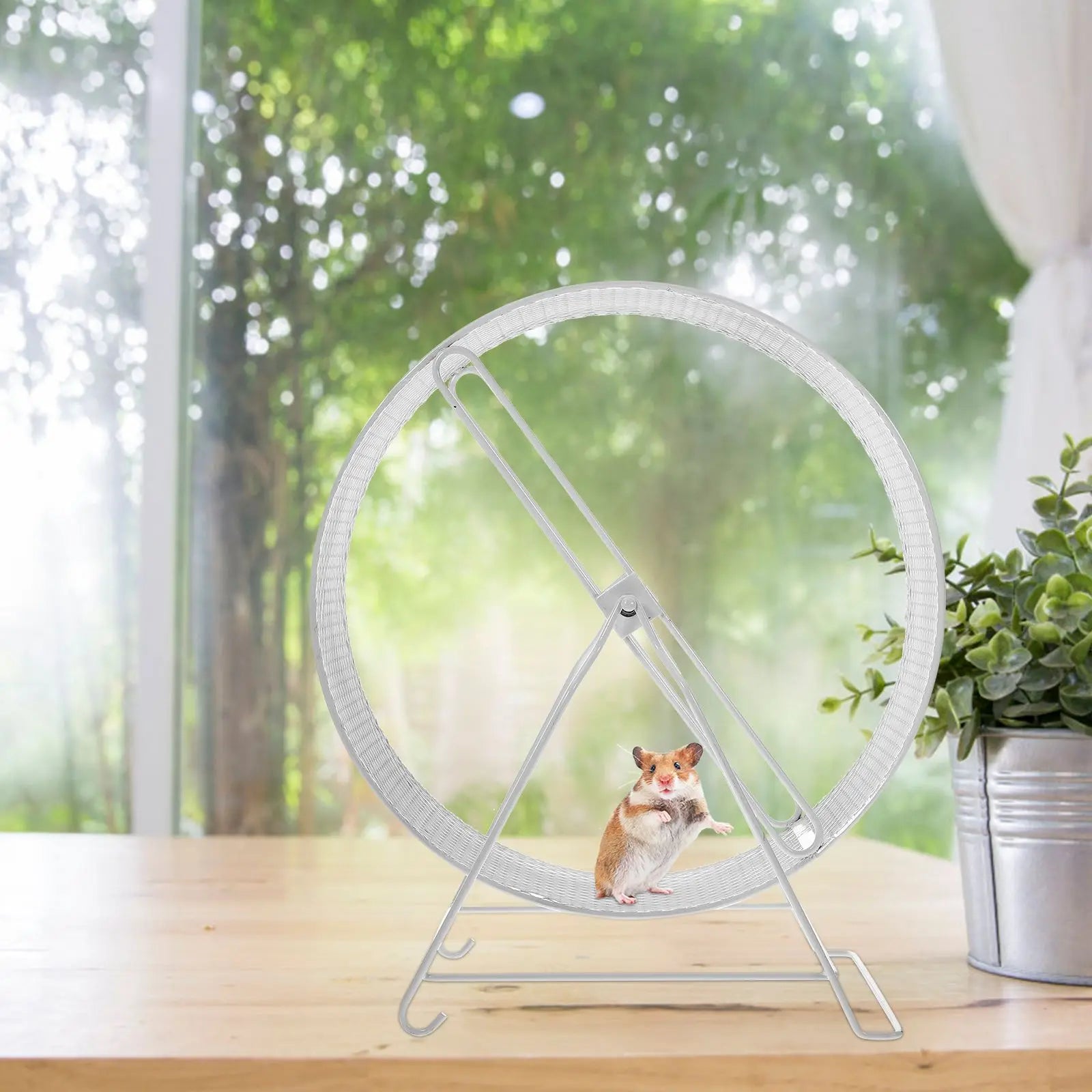 Silent Iron Exercise Wheel for Hamsters Quiet Small Pet Running Wheel with Stand