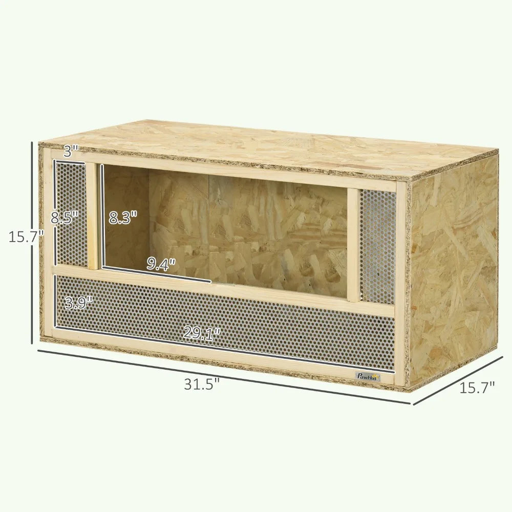 Wooden Reptile Terrarium for Chameleon, Lizard, Snake, Frog, Turtle