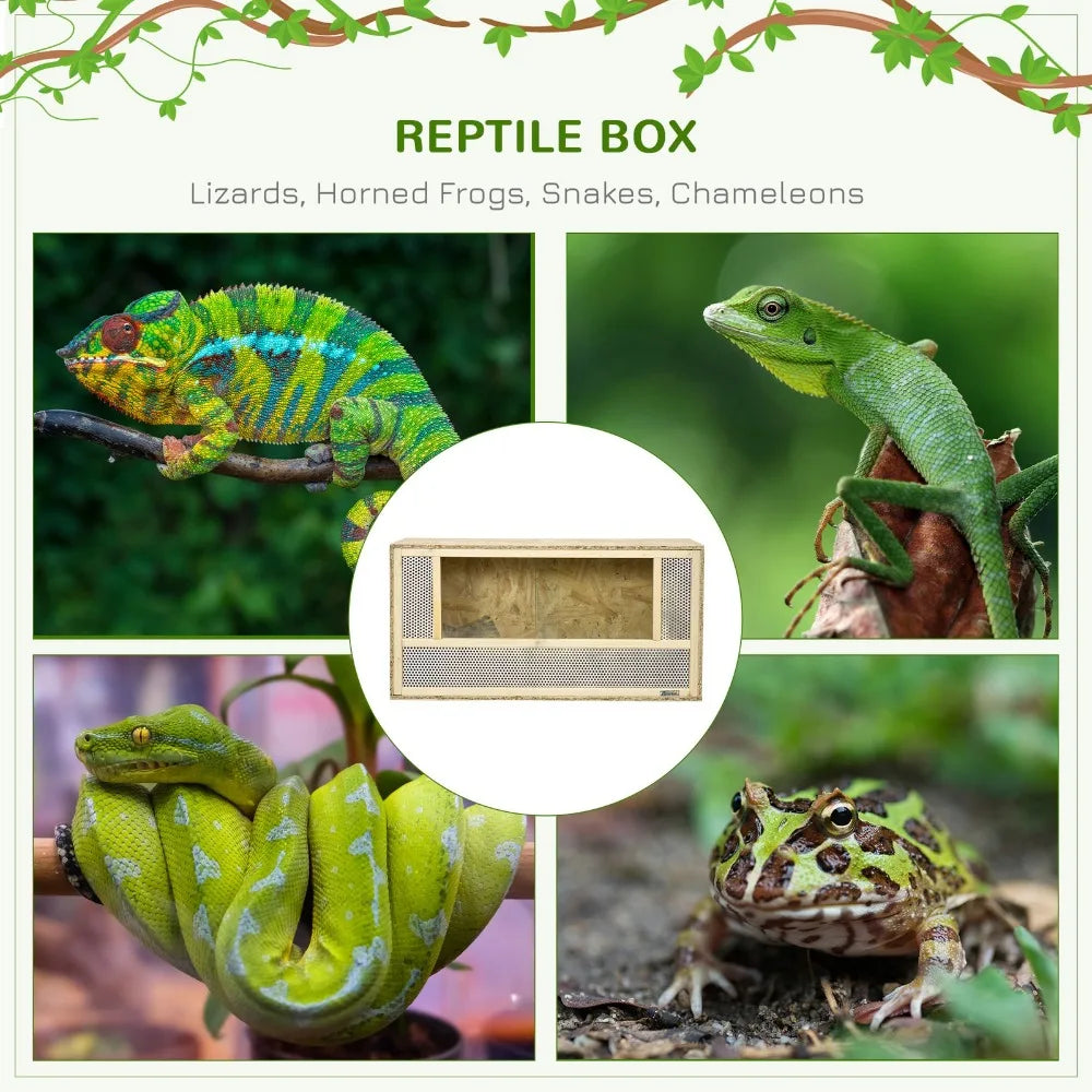 Wooden Reptile Terrarium for Chameleon, Lizard, Snake, Frog, Turtle