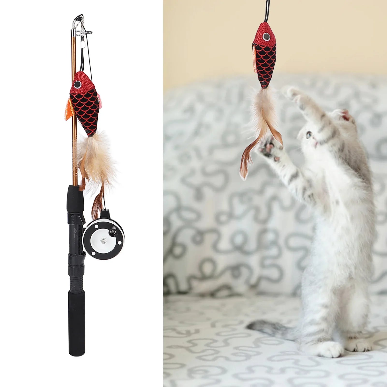 Cat  Teaser Wand  Cat Fishing Pole  Bite Resistance Multifunctional Cat  Teaser Wand  for Cats Cat