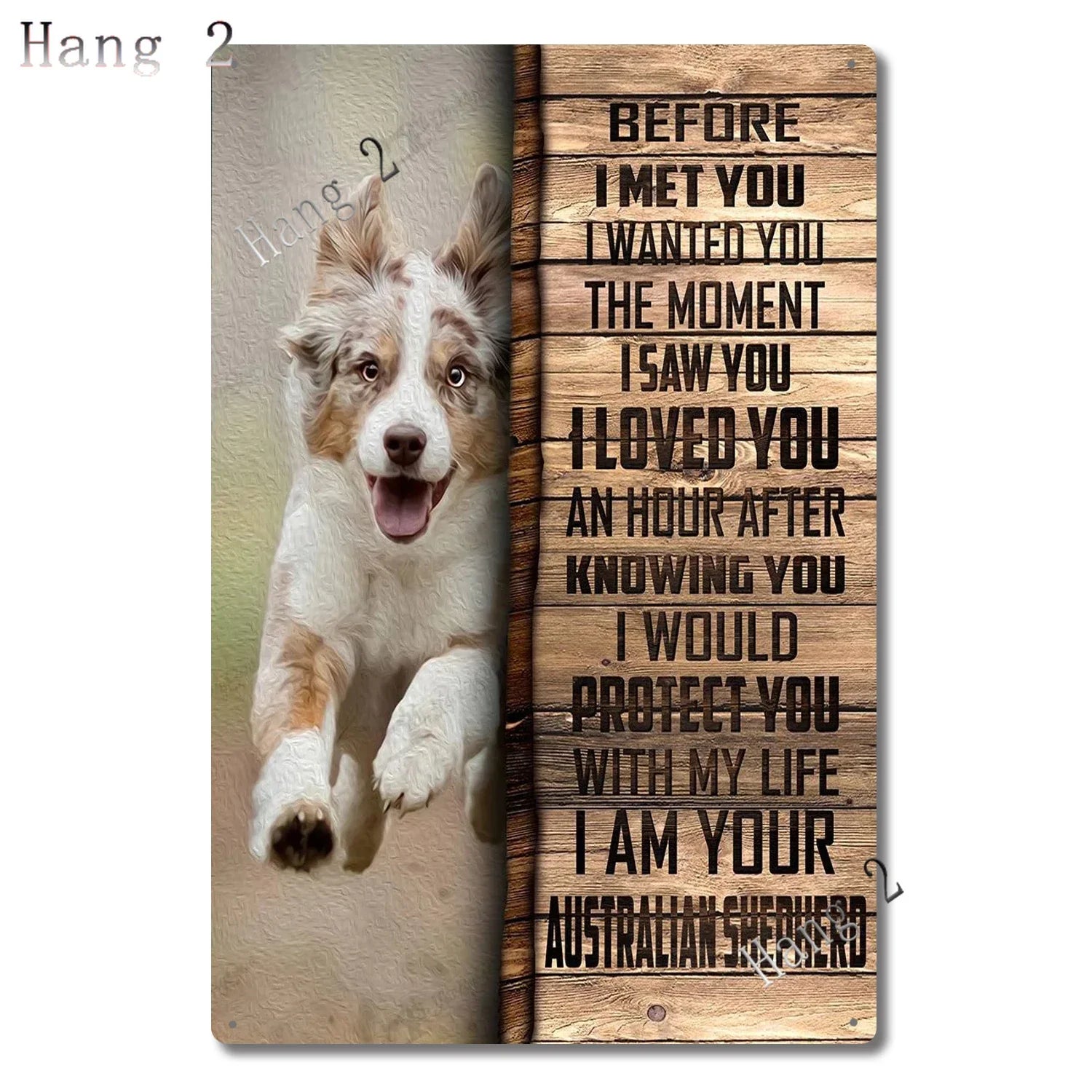 Aussie Metal Tin Sign Wall Decor Australian Shepherd Dog Bath Soap Poster Hanging Plaque Aluminum Signage Posters 8x12 Inch