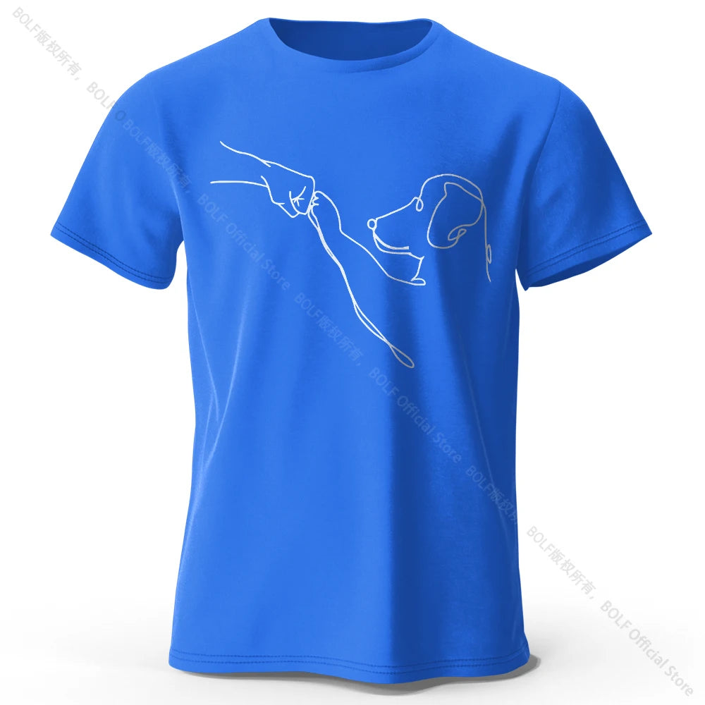 The Dog Friend Printed Modern Minimalist 100% Cotton T-Shirt, Lightweight Round Neck Short Sleeve Tee, Unisex Everyday Wear