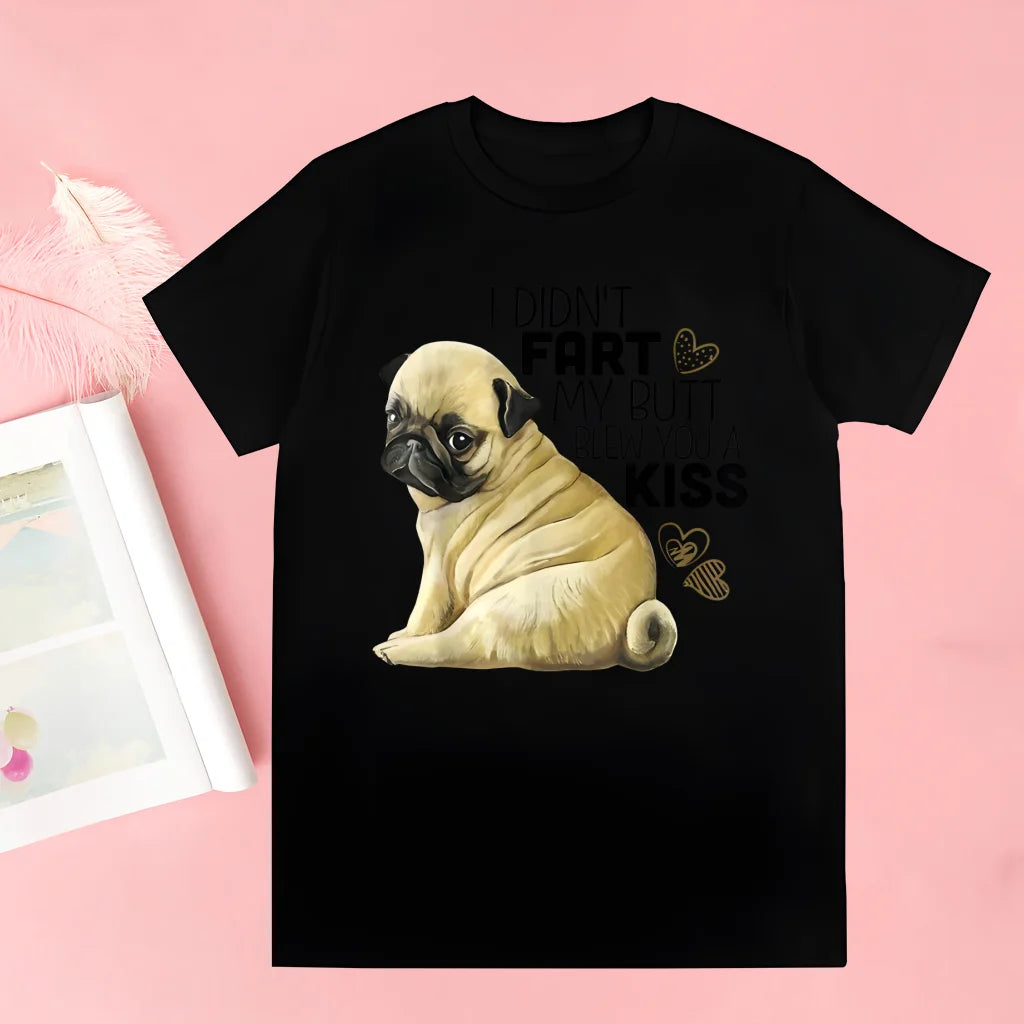 Pug Dog Animal Pet T Shirt Novelty Funny Vintage Crew Neck Men's T-Shirt Humor Women Top Tee Gift Humor Streetwear
