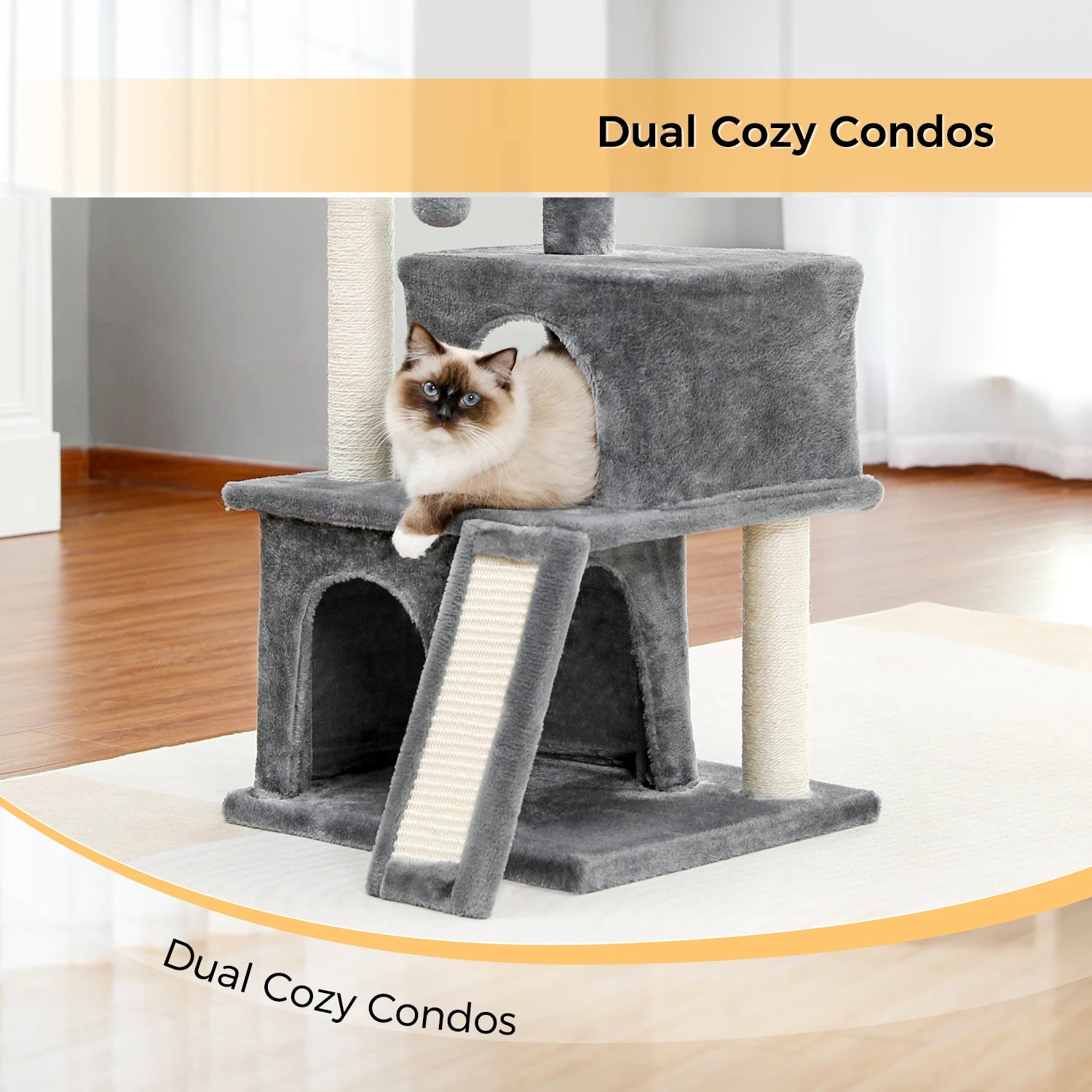 Pequlti Multi-Level Cat Tree Tower with Condo and Hammock