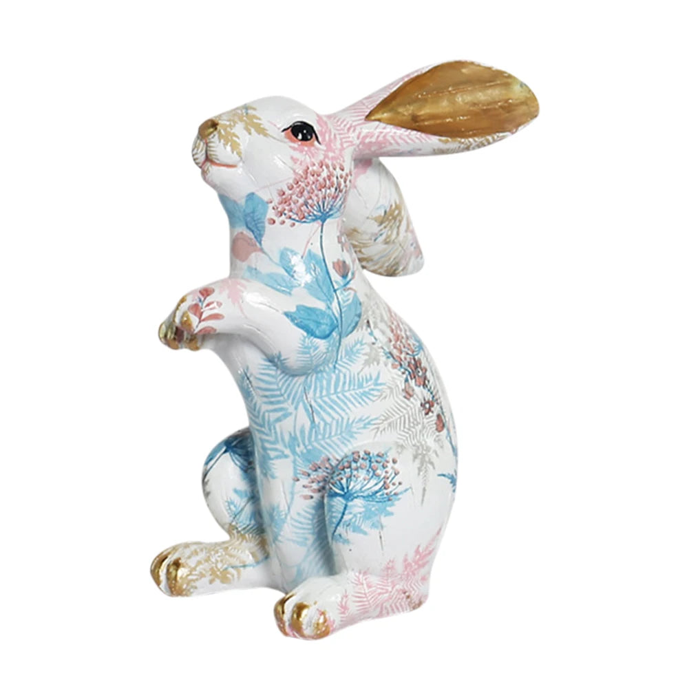 Rabbit Statue Resin Lifelike Rabbit Sculpture Rabbit Decoration Easter Bunny Ornament for Home Office Desktop