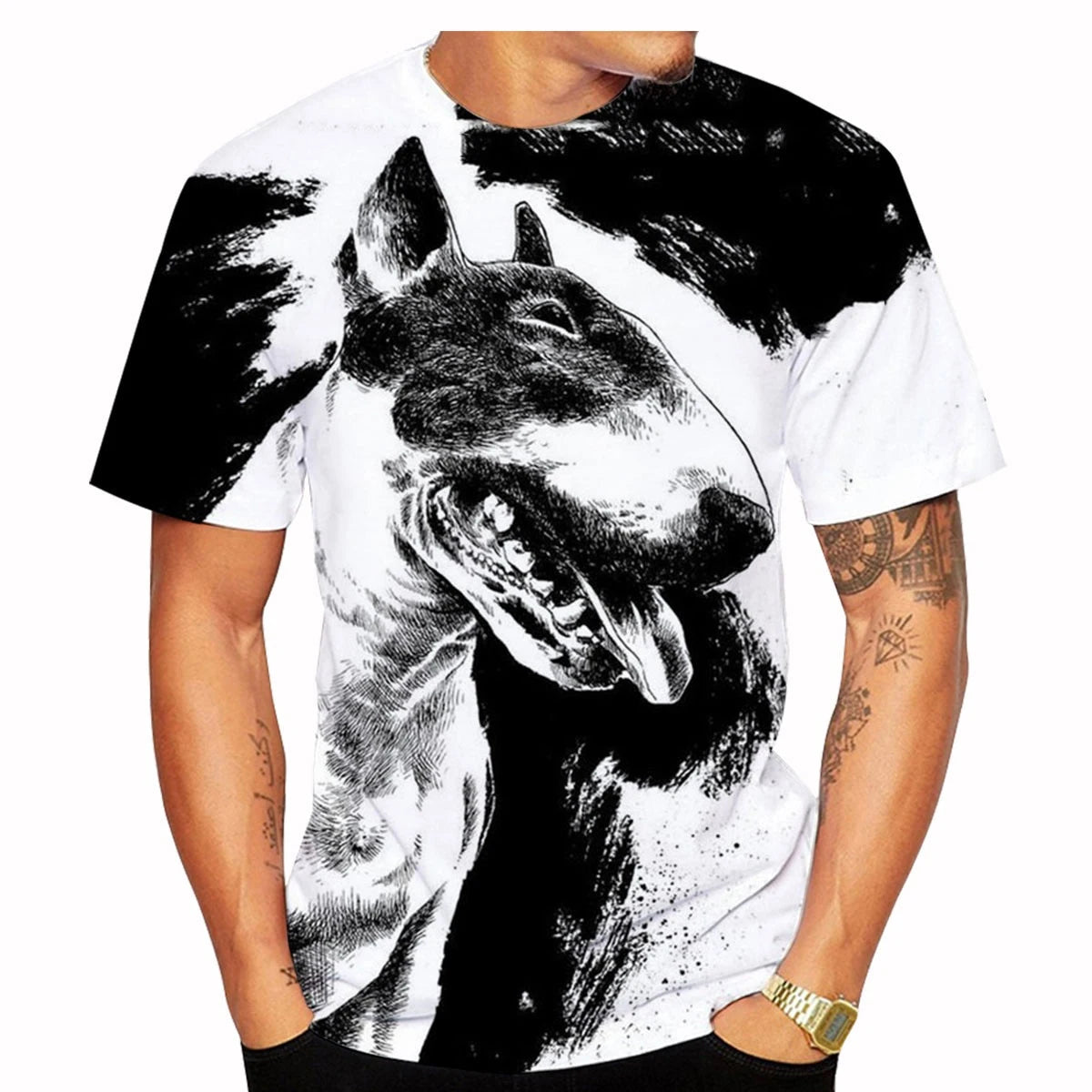 Funny Bull Terrier T-Shirts Pet Dog 3D Print Streetwear Men Women Fashion Oversized Short Sleeve T Shirt Male Tees Tops Clothing