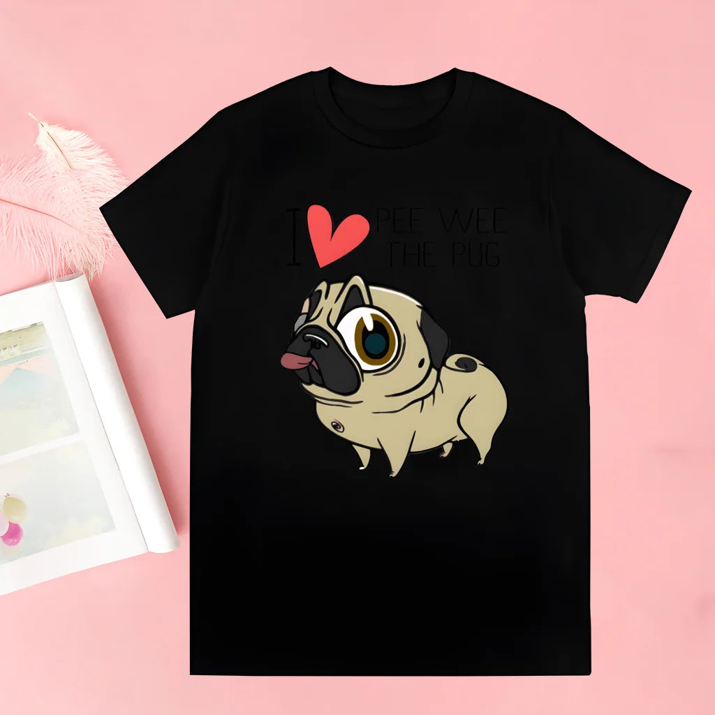 Pug Dog Animal Pet T Shirt Novelty Funny Vintage Crew Neck Men's T-Shirt Humor Women Top Tee Gift Humor Streetwear