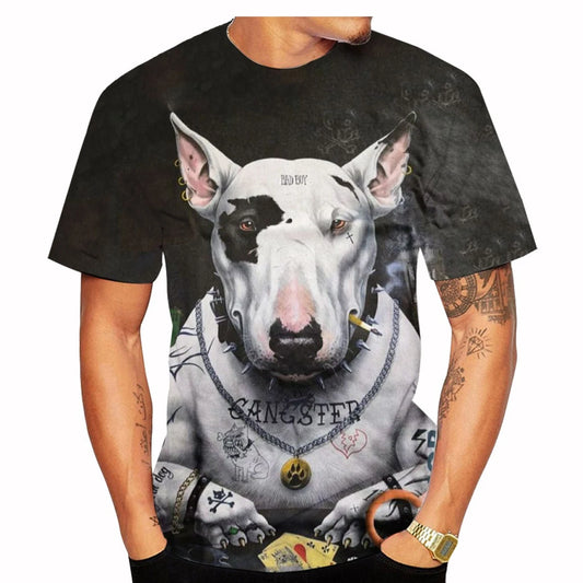 Funny Bull Terrier T-Shirts Pet Dog 3D Print Streetwear Men Women Fashion Oversized Short Sleeve T Shirt Male Tees Tops Clothing