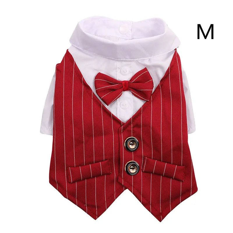 English Style Gentleman Dog Dress Puppy Suit with Tie for Formal Occasions Four Seasons Wedding Pet Photo Teddy Clothes