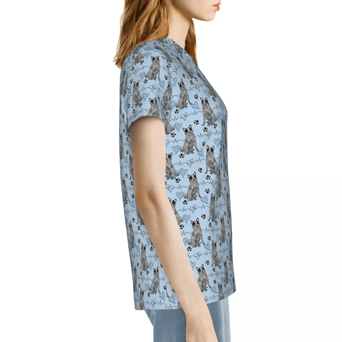 LOVE Blue Heeler Australian Cattle Dog T-Shirt Women Short Sleeve T Shirts O-Neck Clothes Cotton Summer Tees Streetwear