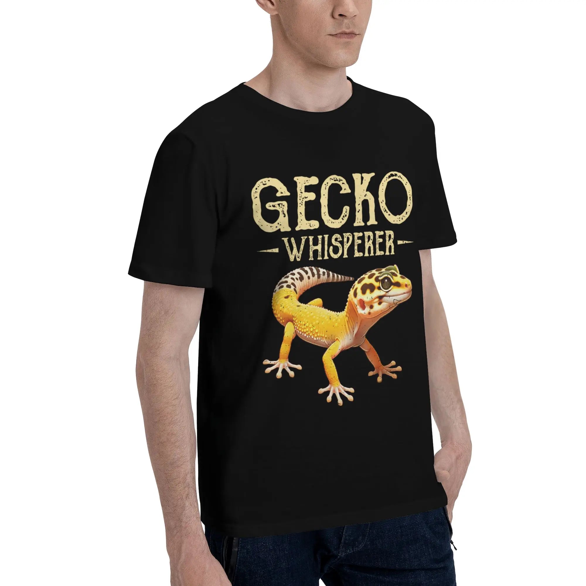 Gecko Whisperer Lizard Reptile Lover Cute Leopard Gecko Men T-Shirt Clothes  Tees Short Sleeve fugees 100% Cotton