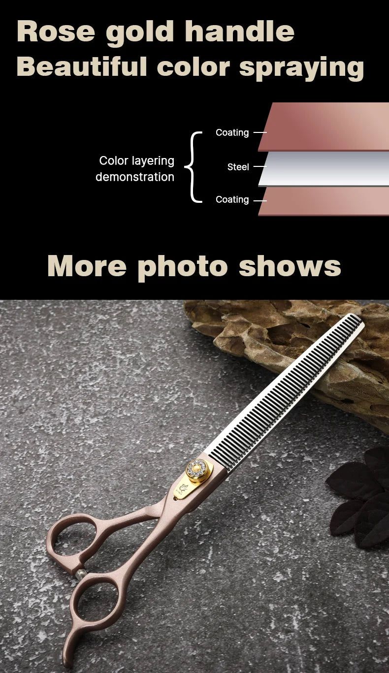 Fenice 7.5" Pet Grooming Thinning Scissors - JP440C Steel