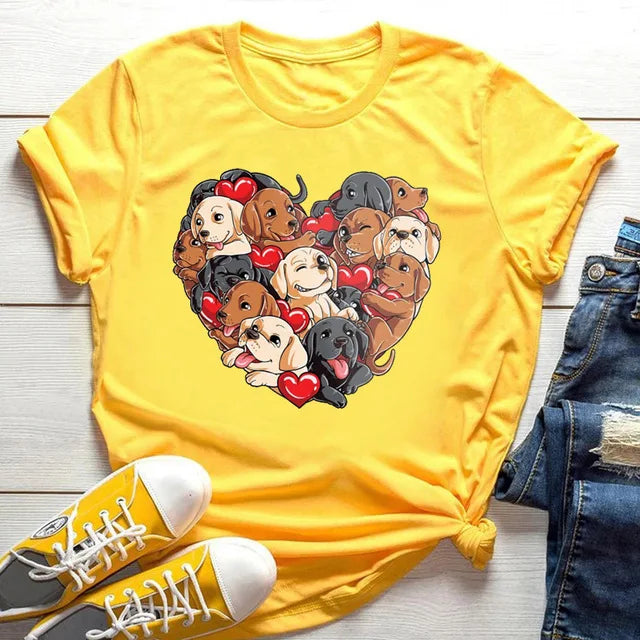 New Dog Animal Print T-shirt for Women, Labrador's Mood Day Gift Casual Top Aesthetic Clothes Tops Graphic T Shirts