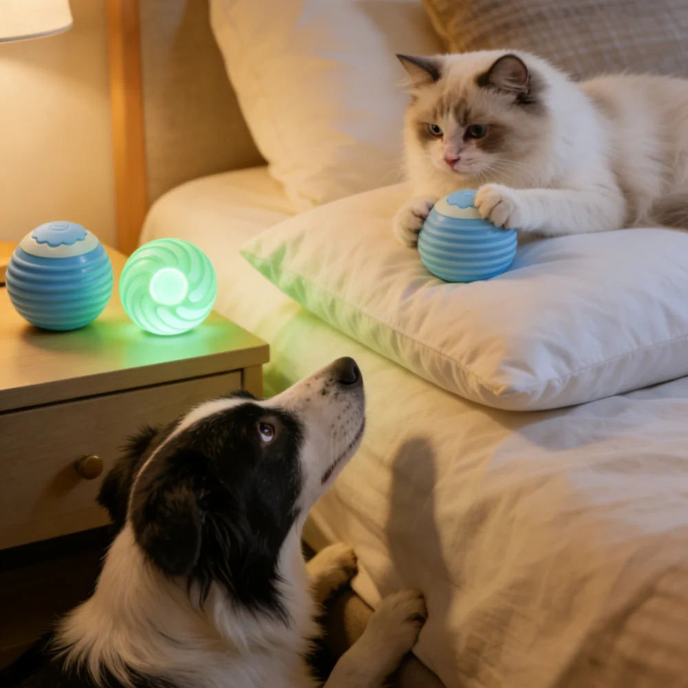 Pet Toy Ball with Tail Rope，Smart Automatic Pet Chase Ball Toy, Upgraded Speedy Tail Kitten Toy for Bored Indoor Adult Pets