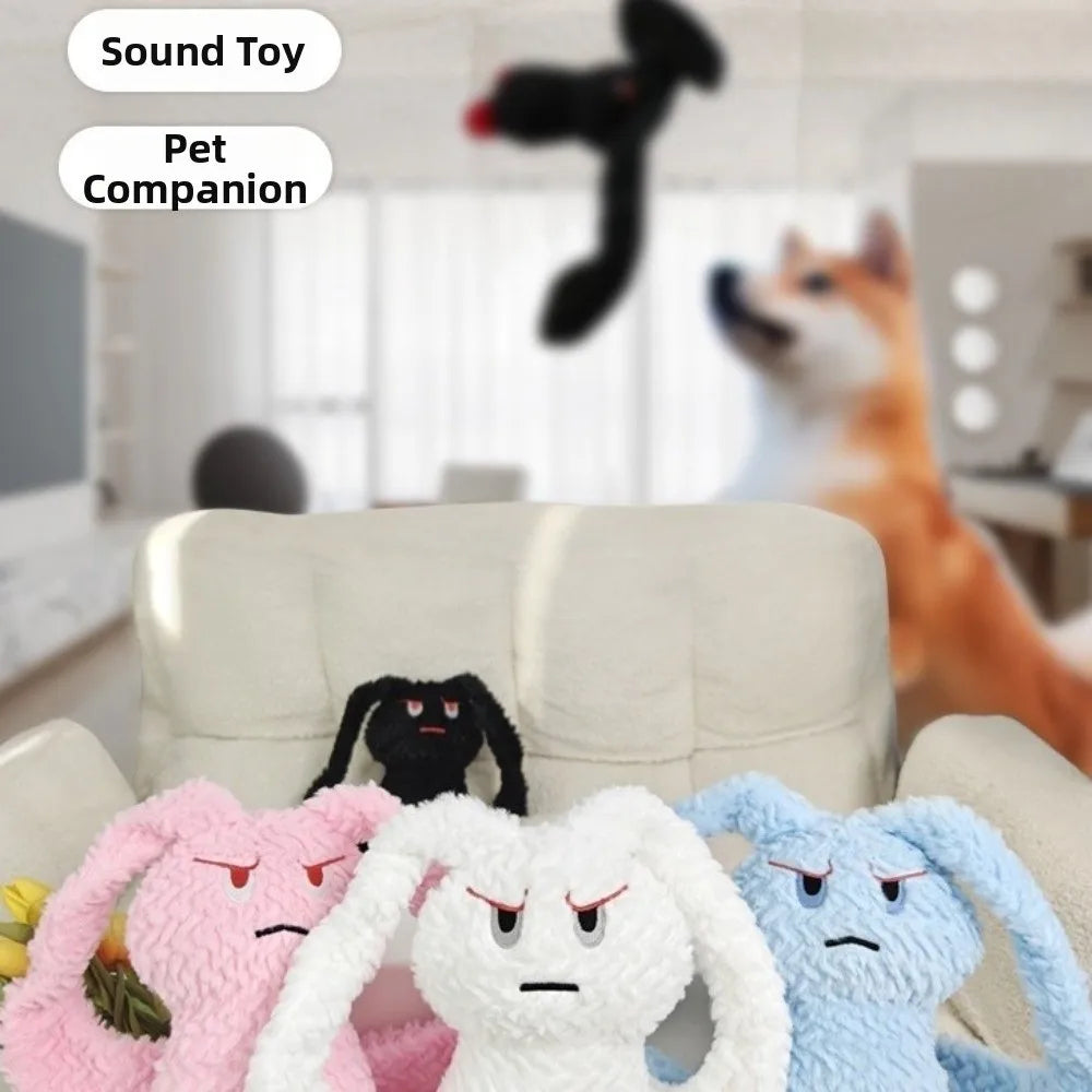 Long Eared Rabbits Pet Plush Toys Bite-Resistant Stuffed Animal Dog Chew Toys Tooth Cleaning Soft Squeaky Dog Toys