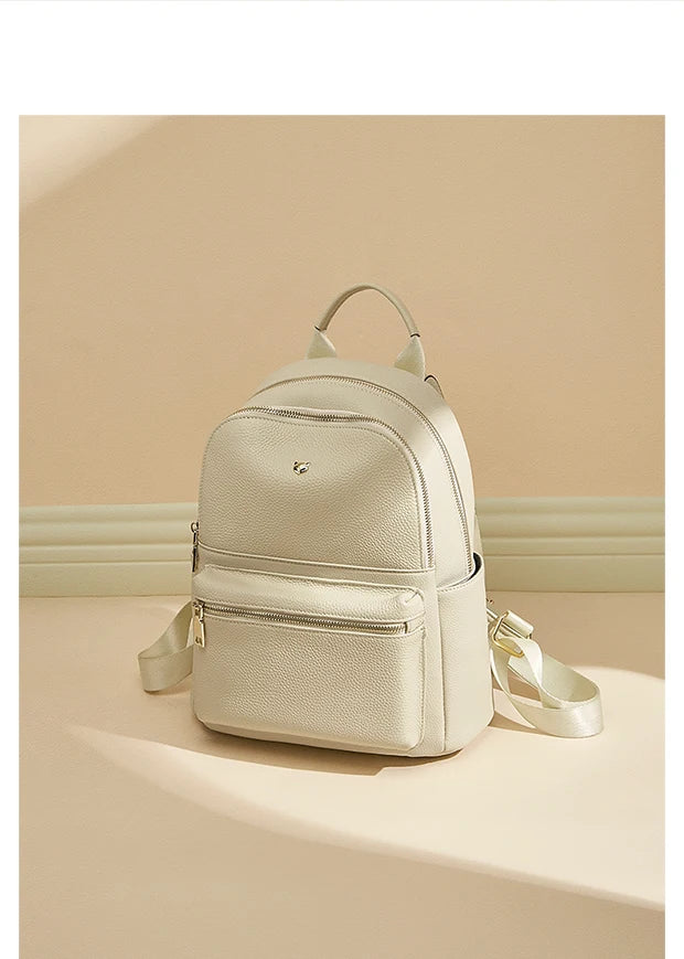 FOXER Brand Genuine Leather + Microfiber Women's Backpack Fashion Female Travel Bag Large Capacity Waterproof Backpack