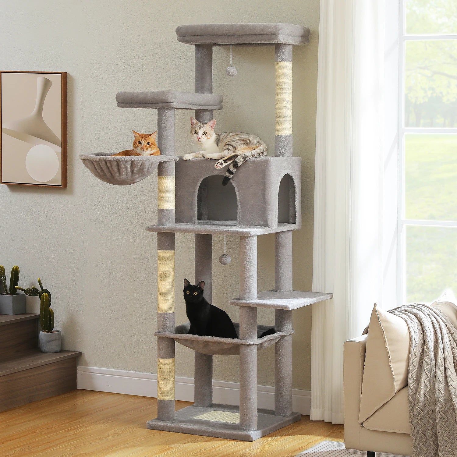 PAWZ Road Large Multi-Level Cat Tree - 186cm Wood Tower