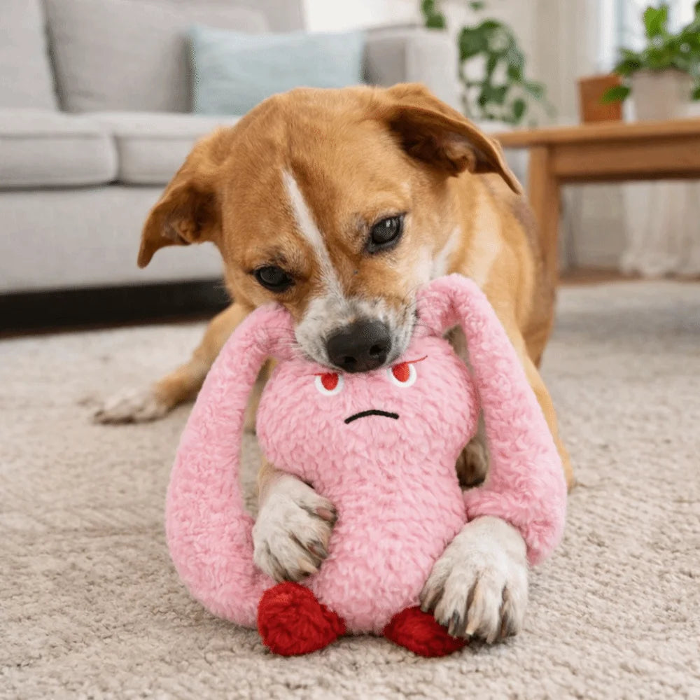 Long Eared Rabbits Pet Plush Toys Bite-Resistant Stuffed Animal Dog Chew Toys Tooth Cleaning Soft Squeaky Dog Toys