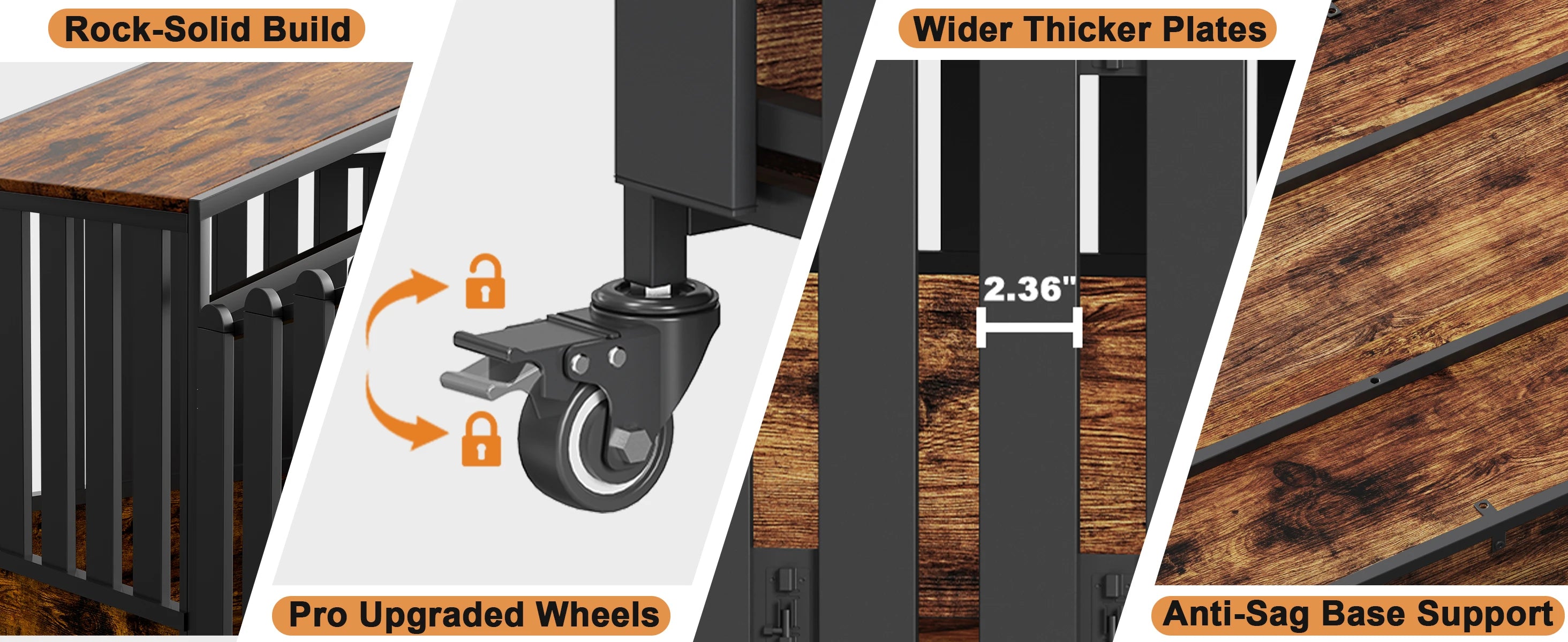31"/41"/48“ XL Heavy Duty Dog Crate Furniture with Wheels, Dog Crates for Large Dogs Extra-Wide Thick Steel Plates for Chew Res