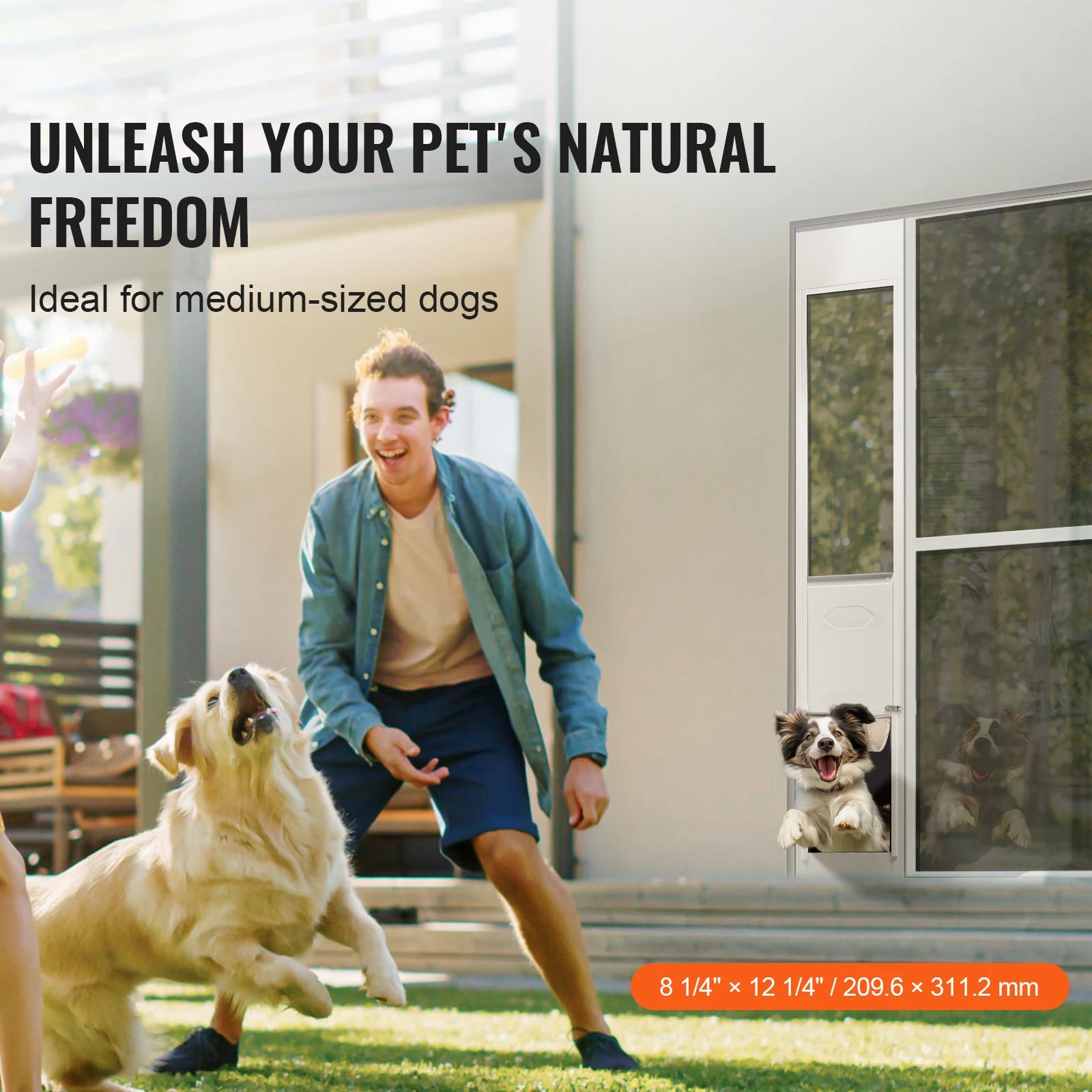 SucceBuy Sliding Glass Pet Door - Adjustable 76-81" Aluminum Frame