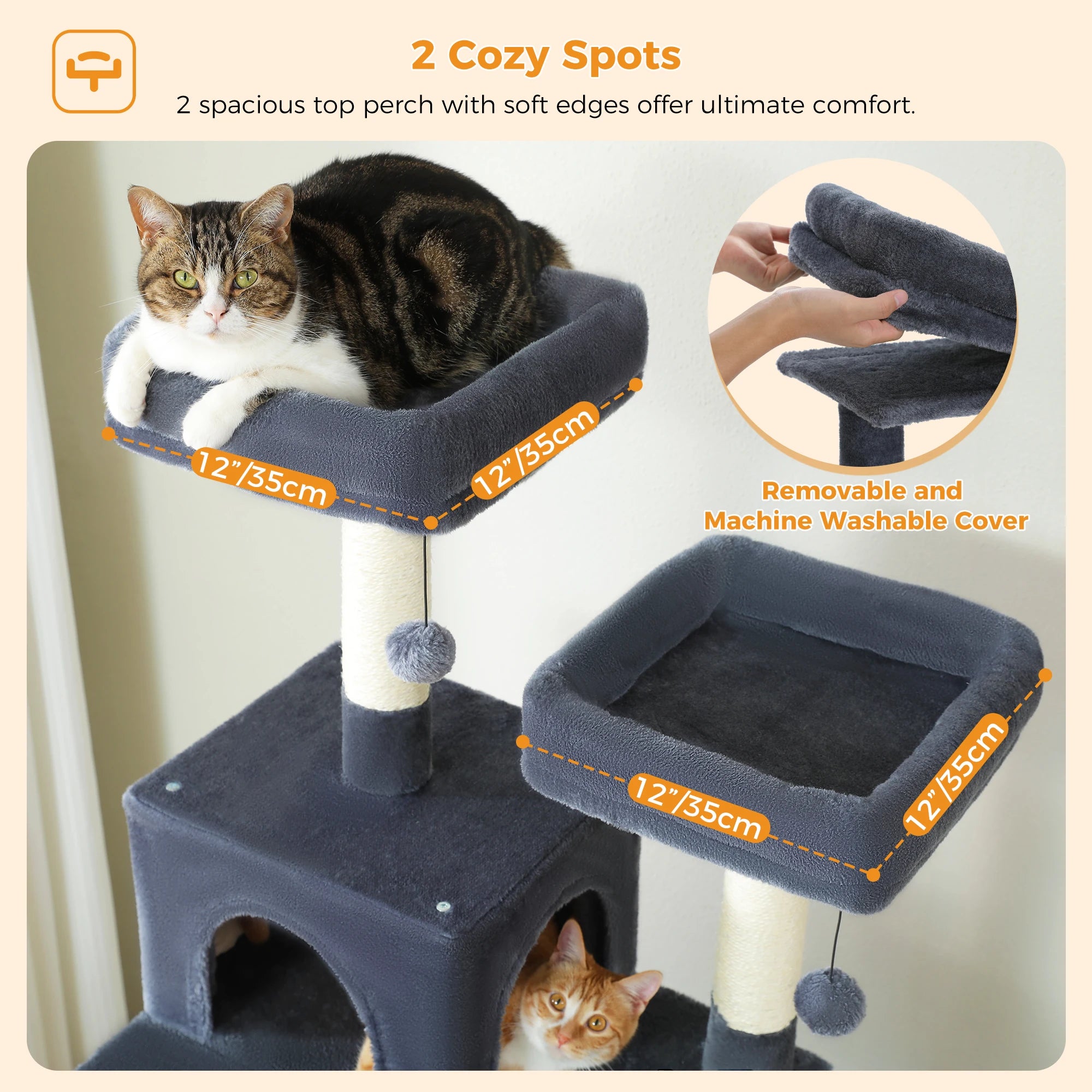 PAWZ Road 72" Large Cat Tree Tower with Hammock and Condo