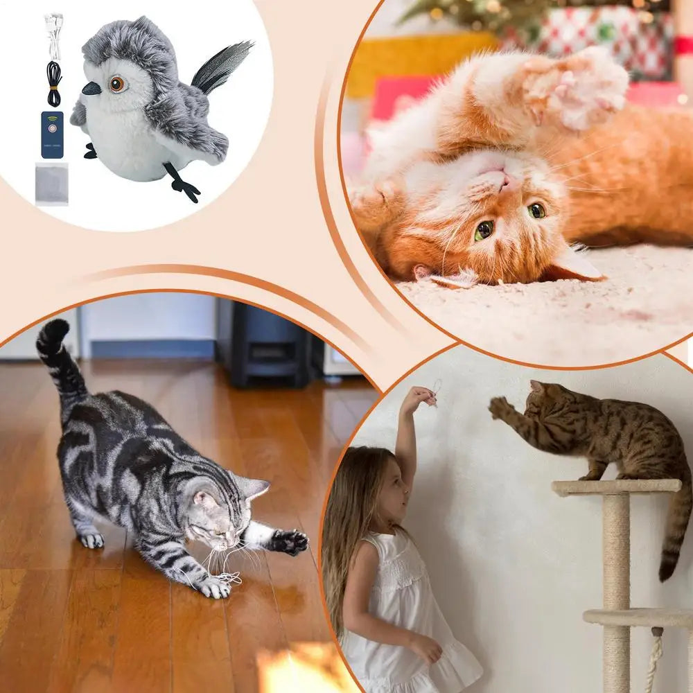 Flying Flapping Bird with Catnip Realistic Interactive Cat Feather Toys Soft and Cozy Kitten Toys Flapping Bird for All Breeds