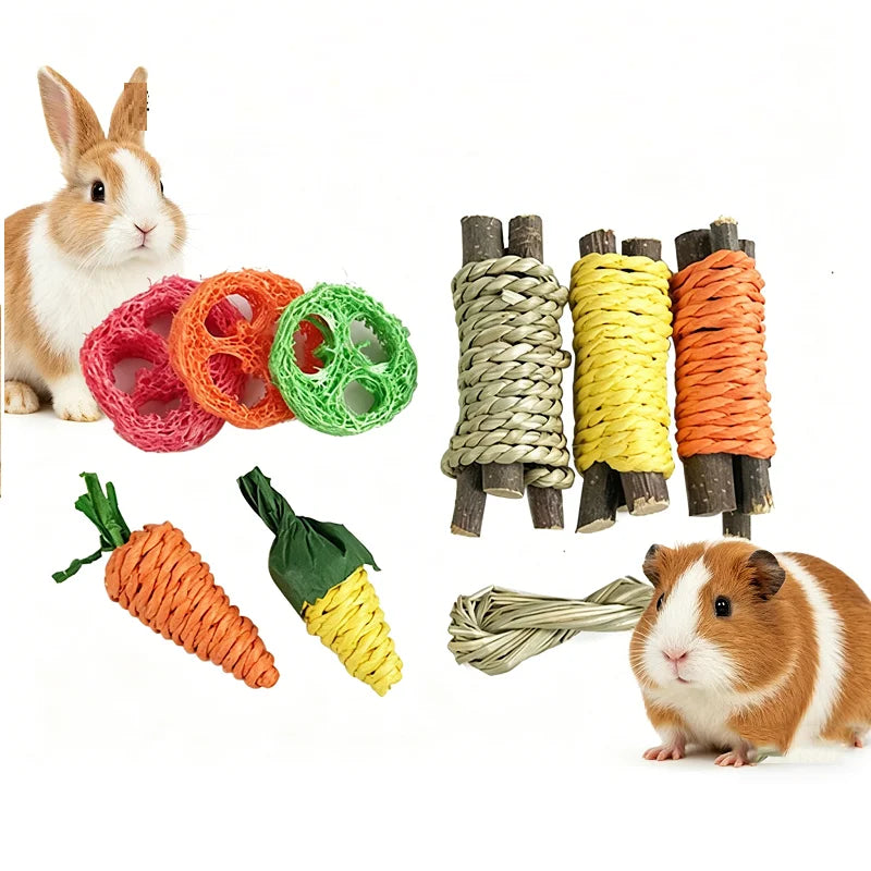 Toys for Rabbits Pets Pet Rabbit Guinea Pig Dragon Cat Fun Toy Hamster Rabbit Rabbit Tooth Grinding Set Pet Tooth Grinding Snack
