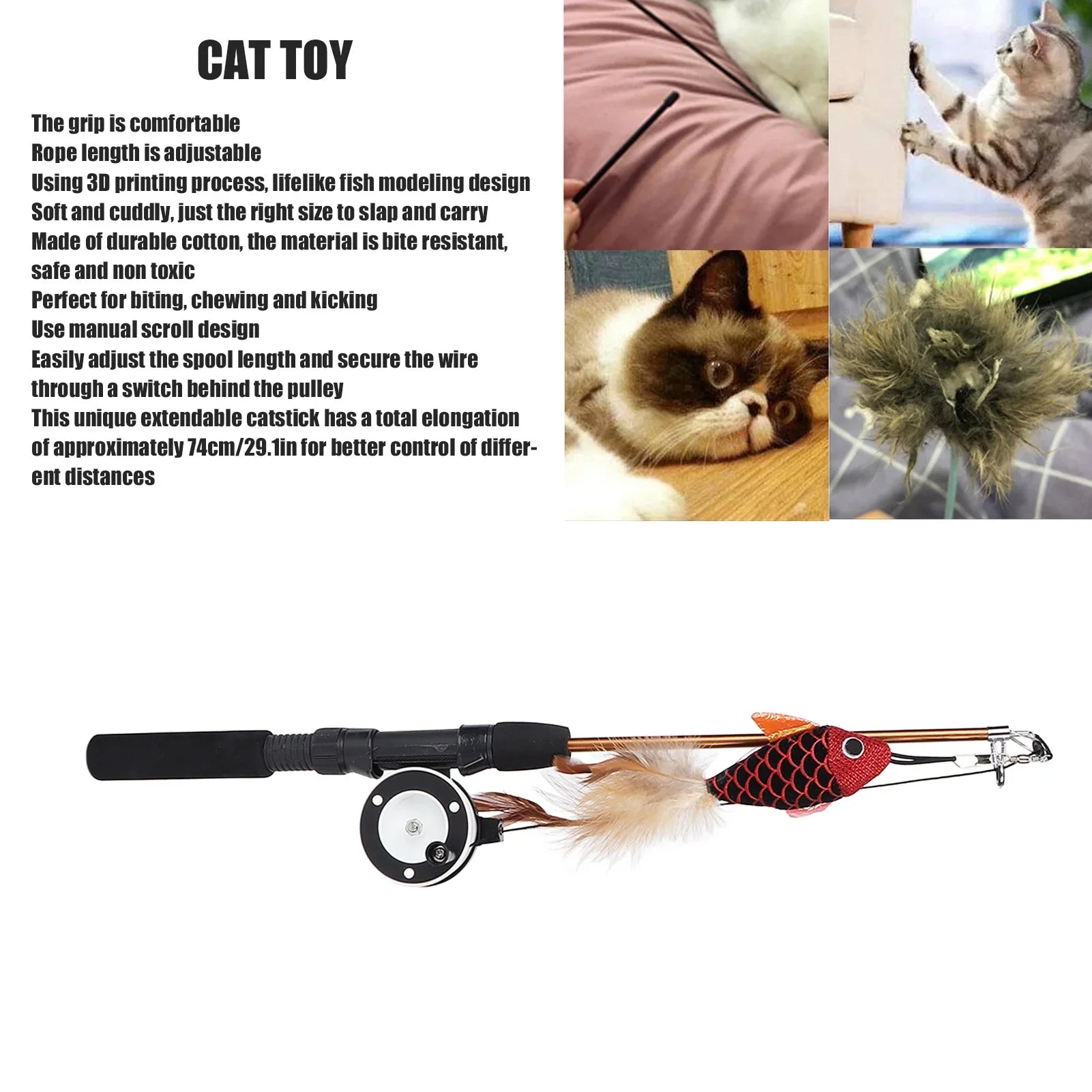 Cat  Teaser Wand  Cat Fishing Pole  Bite Resistance Multifunctional Cat  Teaser Wand  for Cats Cat
