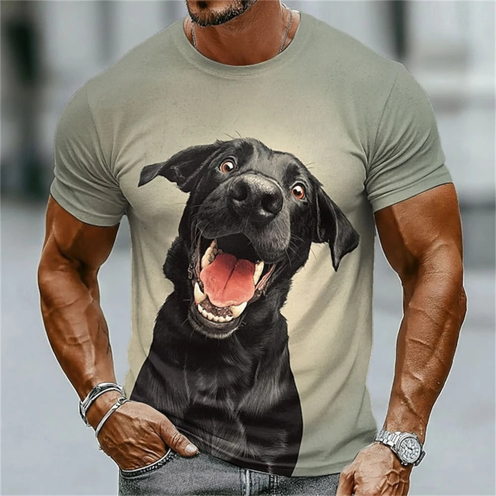 Funny 3D Dog Print Men's T-Shirts Fashion Animal Pattern Summer Street Short Sleeve Casual O-neck Breathable Tees Man Loose Tops