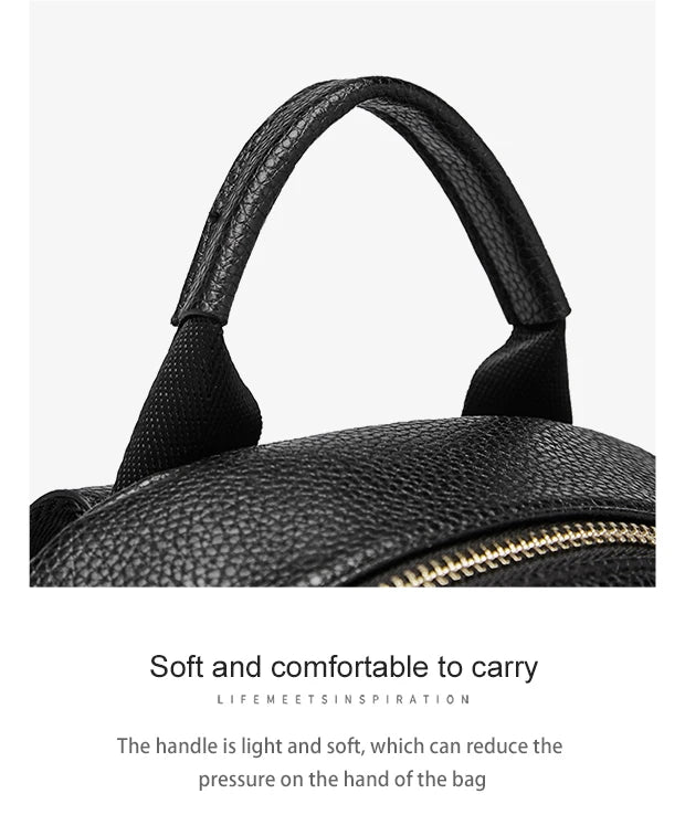 FOXER Brand Genuine Leather + Microfiber Women's Backpack Fashion Female Travel Bag Large Capacity Waterproof Backpack