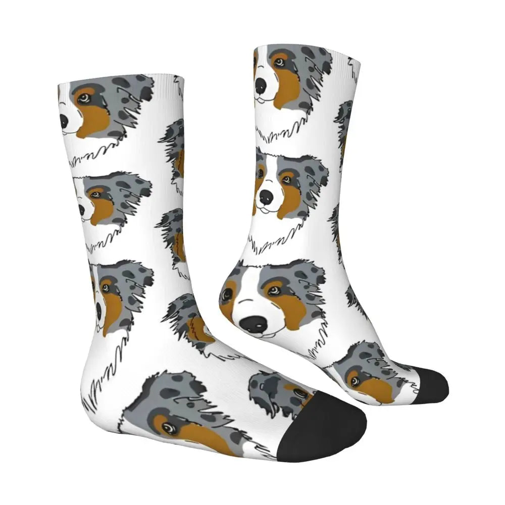 Men Socks Australian Shepherd Stockings Autumn Novelty Comfortable Socks Graphic Running Anti Slip Socks