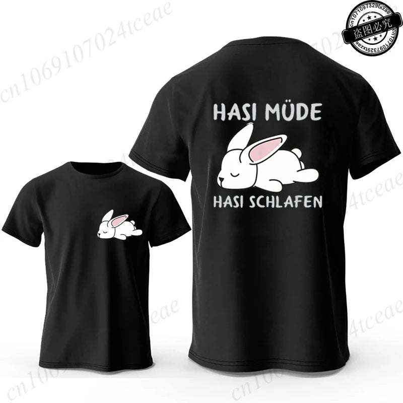 Bunny Is Tired T Shirts Lazy Bunny Shirts Cute Rabbit Graphic Tee Women Short Sleeve Casual Tops Lazy Streetwear Fashion T-shirt