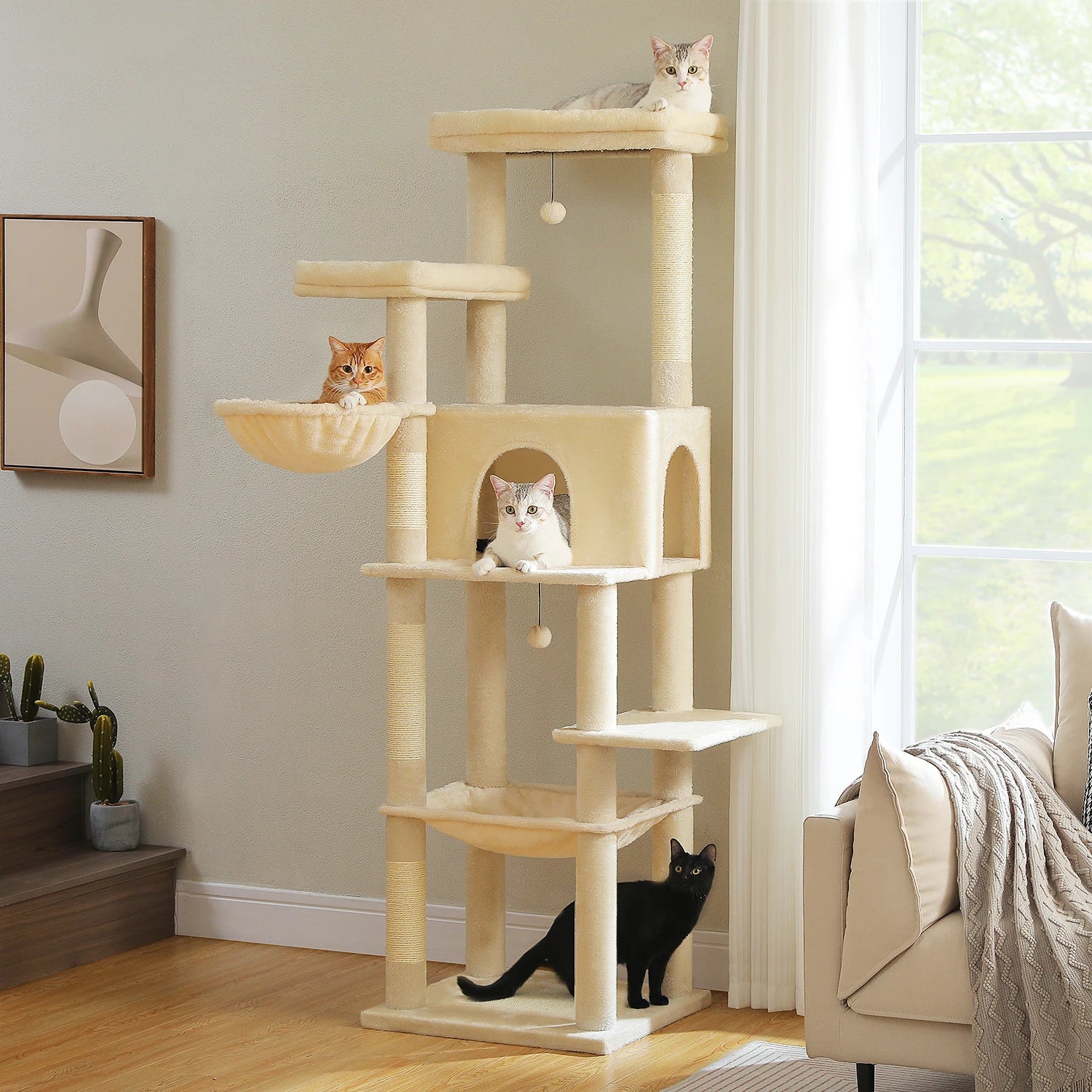 PAWZ Road Large Multi-Level Cat Tree - 186cm Wood Tower