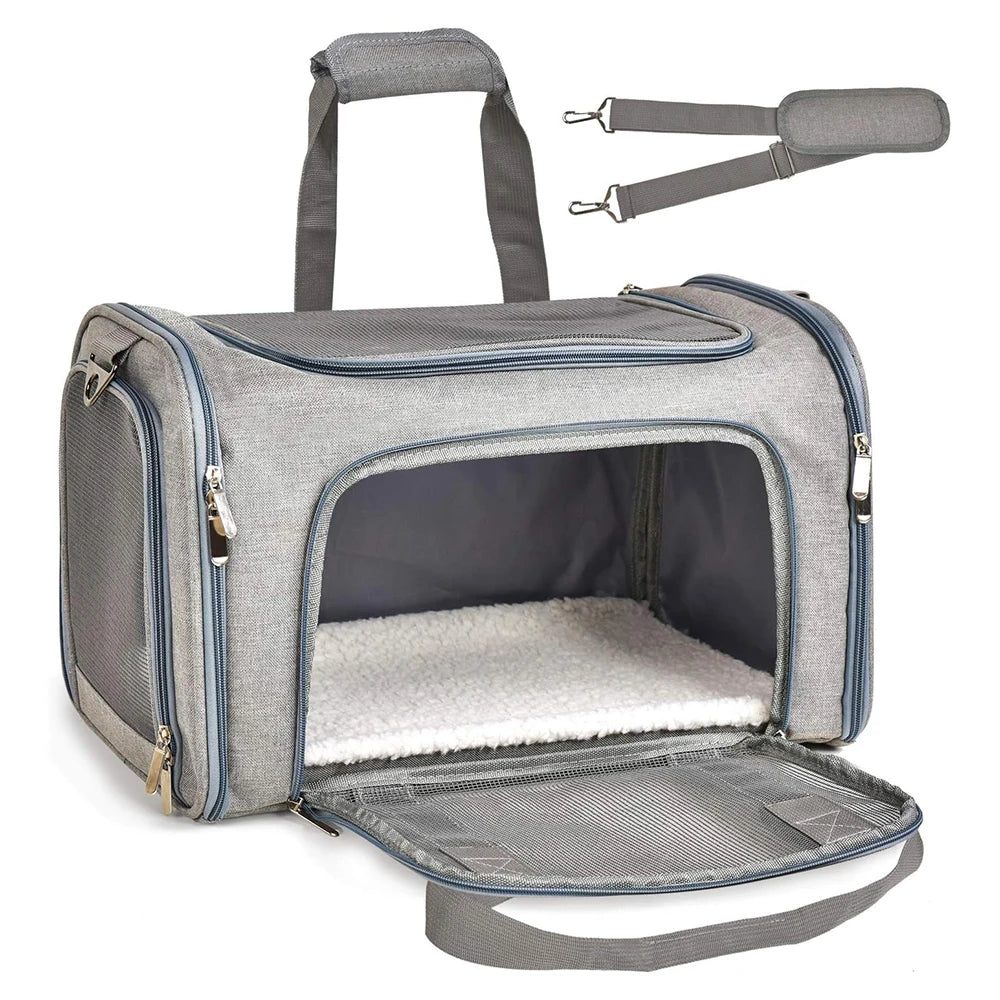 Collapsible Soft-Sided Pet Carrier for Cats and Dogs up to 15lbs