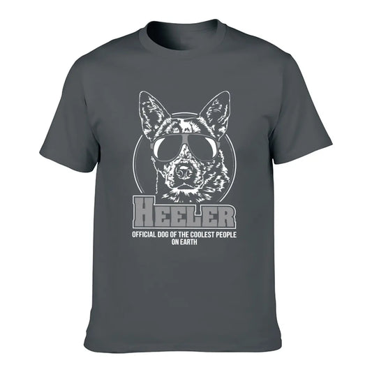 Funny Heeler Short Sleeve Shirt Dog Tee Gift Camisas Hombre Tops T Shirt Funny Printed Cotton Young T Shirts Camisa