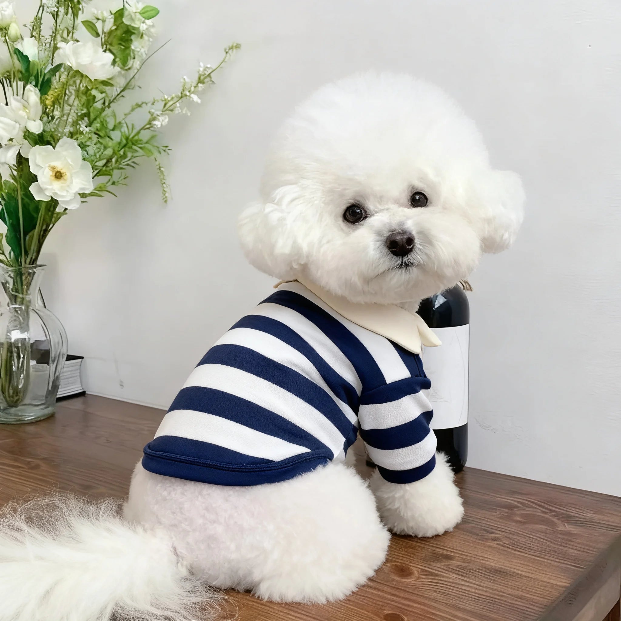 Dog Clothes Teddy York Shire Polo Shirt Summer Dress Striped Pet T-Shirt Dog Costume Soft Pullover Suit for Dog Puppy