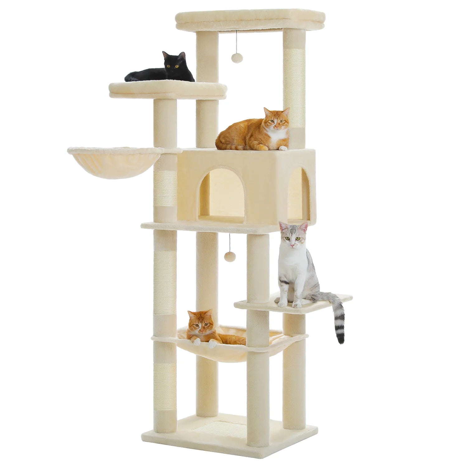 Large Cat Tree for Indoor Cats Multi-Level Cat Tower with Scratching Posts Soft Hammock Large Cat Condo Cat Accessories Cat Toys